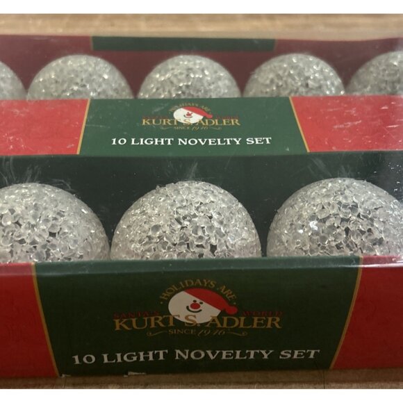 Kurt Adler 10-Light Set Clear Snowball Globe Christmas Tree String Lights WORKS! - Picture 2 of 4